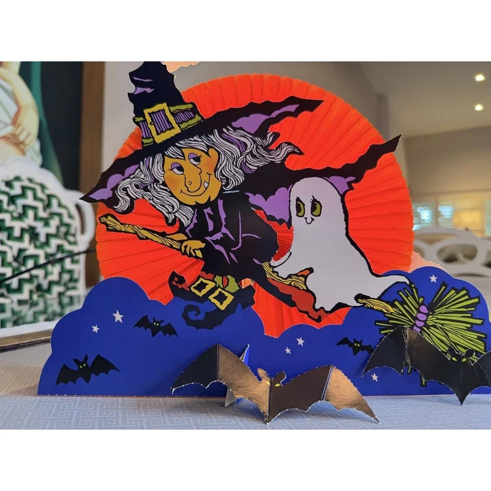 Vintage American Greetings Happy Haunting Halloween Centerpiece Witch Ghost Bat